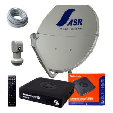 Imagem de Kit Antena Parabolica Asr Bipartida Com Midiabox Se-2