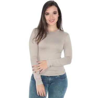 Imagem de Blusa Feminina Gola Careca Básica Manga Longa Areia - ANISTIA, P