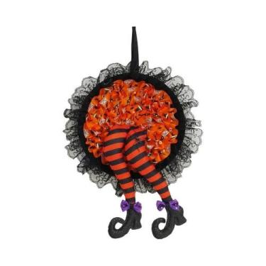 Imagem de Guirlanda De Porta Com Chapéu De Bruxa De Halloween, Decoração Suspens