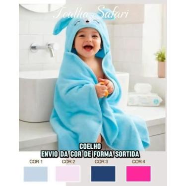 Imagem de Toalha Safari Soft Infantil Bebe com Capuz 80x80cm Kit 1 2 3 ou 4 toal