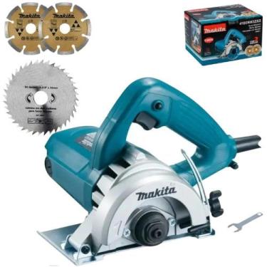 Imagem de Serra Mármore 1.300W MAKITA com Serra Circular HSS 110mm BRASFORT 110V
