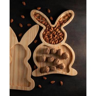 Imagem de Petisqueira Woodart Pinus de Madeira Coelho Easter 35x20cm - Wolff