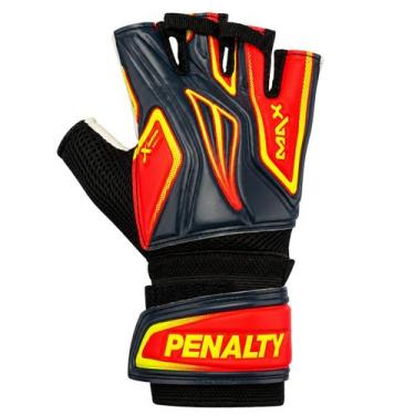 Imagem de Luva de Goleiro Futsal Penalty Delta Indoor Max Adulto, Preto, Coral, 