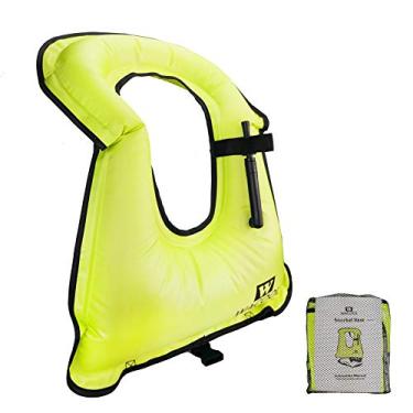 Imagem de WACOOL colete inflável de snorkel colete de segurança jaqueta de mergulho portátil para natação, Neon Green, Kids