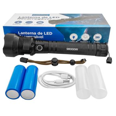 Imagem de Lanterna Tatica Recarregavel Usb Zoom P70 2 Versão Pro Com Alcance de 1000m Para Sitio Fazenda