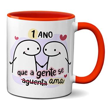 Imagem de Caneca Flork Namorados 1 Ano Que A Gente Se Aguenta Ama (Vermelha)