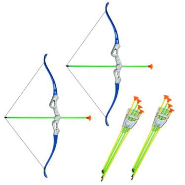 Imagem de Kit Com 2 Arminhas De Brinquedo Arco E Flecha Com Dardos E Tiro Ao Alv