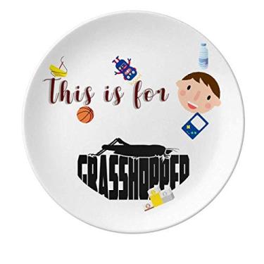 Imagem de Prato redondo de porcelana para jantar com insetos Fear Animal Gafanhotos