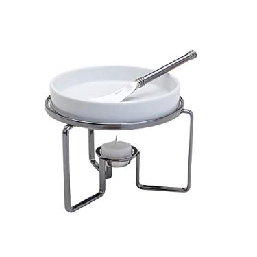 Imagem de Rechaud para Queijo de Porcelana com Faca e Suporte de Aço Black 16,5cm x 14cm - Wolff