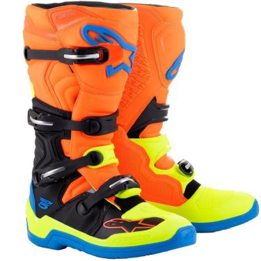 Imagem de Bota Alpinestars Tech 5 Laranja Flúor/Azul/Amarelo