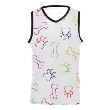 Imagem de KLL Bone Footprint Camiseta masculina atlética de basquete com absorção de umidade e grafite para homens e mulheres, Pegada óssea, M