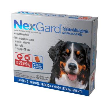 Imagem de Antipulgas e Carrapatos Nexgard Cães 25,1 a 50kg 3 comprimidos