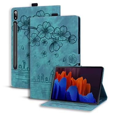 Imagem de Dteck Capa para Samsung Galaxy Tab S9 Plus/S8 Plus/S7 FE/S7 Plus 12.4 com suporte para caneta S, capa fólio de flor em relevo de couro PU premium com vários ângulos de visualização capa com suporte para tablet Samsung 12.4, verde