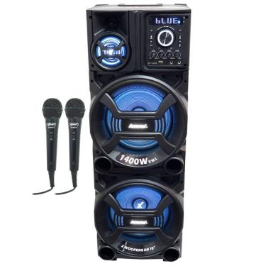 Imagem de Caixa Som Amplificada Bluetooth 1400W Rms Woofer Bivolt Usb Led ACA 1402 Titan Black 2 Microfones