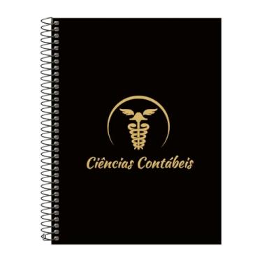 Imagem de Caderno Universitário Espiral 15 Matérias Profissões Ciências Contábeis (Preto e Gold)