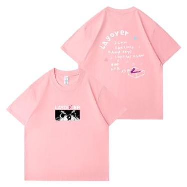 Imagem de Camiseta com estampa de cachorrinho em V Kim Tae Hyung Solo Merch para fãs camiseta de algodão gola redonda manga curta, rosa, G