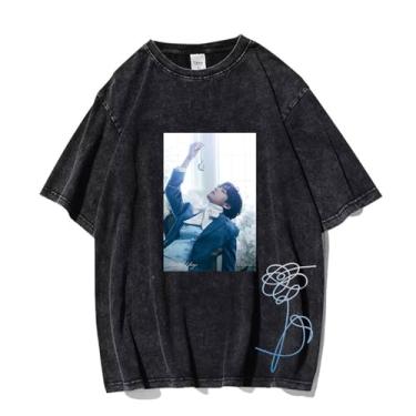 Imagem de Camiseta V Solo Snow Flower, k-pop vintage estampada lavada streetwear camiseta vintage unissex para fãs, 4, XXG