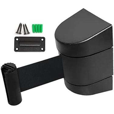 Imagem de Toda a barreira retrátil preta da correia da montagem na parede, fita do controle de multidão com caso do ABS, divisória da corda para o guia, 10m/32,8 pés