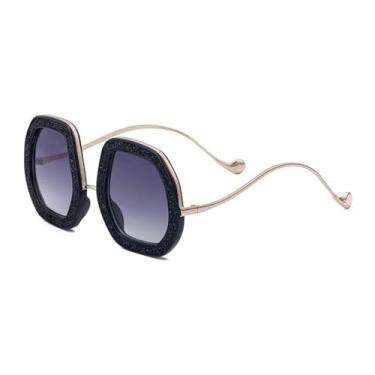 Imagem de Óculos de sol brilhantes grandes, feminino, redondo, irregular, cristal, masculino, uv400, óculos de sol poligonal, c1diamondgray, tamanho único