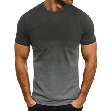 Imagem de Camisetas masculinas vintage camiseta masculina bainha curva leve manga longa casual camiseta básica fresca, Preto, XGG