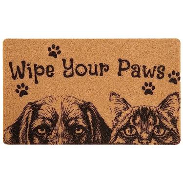 Imagem de Asrug Tapete de porta para cães, ambientes externos, ambientes internos, capacho durável de fibra de coco artificial para entrada de sapatos de baixo perfil, raspador, fácil de limpar, tapetes
