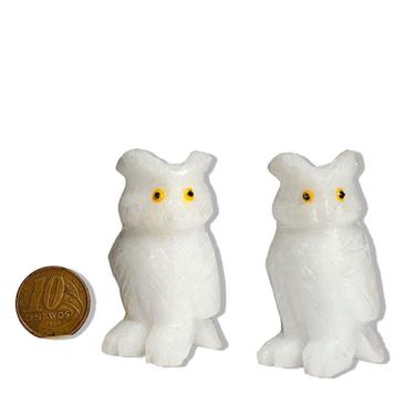 Imagem de 10 Coruja Branca Esculpida em Dolomita Pedra para Decoração
