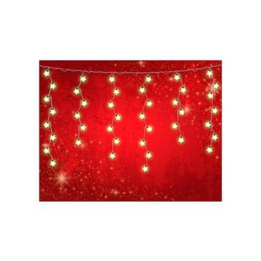 Imagem de Fundo Fotográfico 1,55 X 1,20 - Natal Vermelho com Luzes Estrela 049 -
