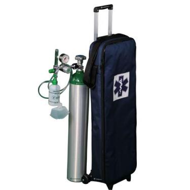 Imagem de Kit Oxigênio Portátil 3 Litros - Bolsa Azul com Rodinhas - Constamed