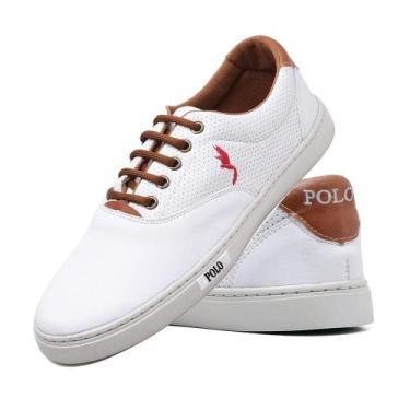 Imagem de Sapatênis Casual Polo Blu Masculino Confortável Dia a Dia, 40, Branco