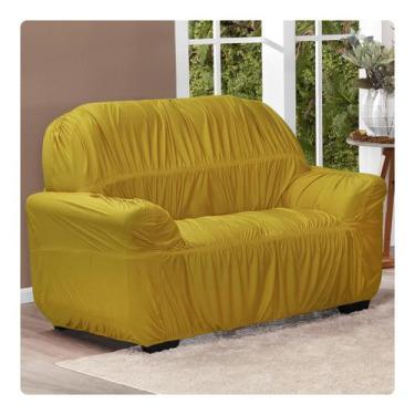 Imagem de Capa De Sofá Avulsa Elasticada 2 Lugares Em Malha Amarelo - Shop Casa 