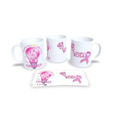 Imagem de Canecas Branca de Porcelana Personalizadas Outubro Rosa - Estampa Subl