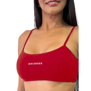 Imagem de Top Fitness Feminino Sem Bojo Alça Fina Academia Drisheer, Vermelho, G