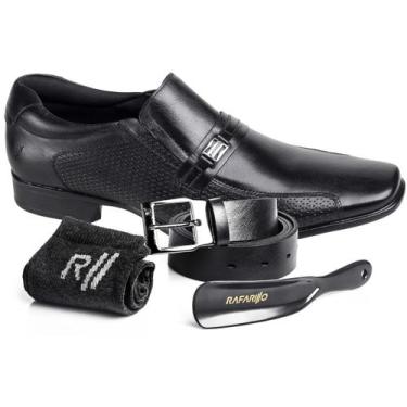 Imagem de Kit Rafarillo Sapato Social Masculino Em Couro Legítimo Preto + Cinto 