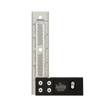 Imagem de JessEm 07401 Régua de ferramenta de medição quadrada de precisão de aço inoxidável de 15 cm com aderência flexível patenteada e marcações resistentes ao desbotamento - Imperial