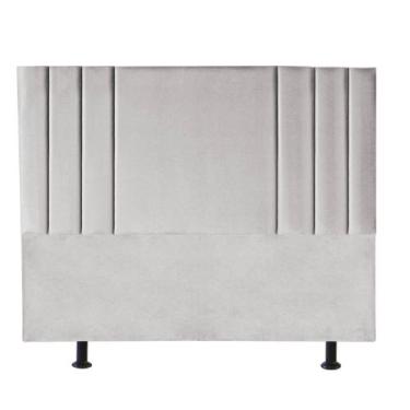 Imagem de Cabeceira Estofada Queen Grécia 160cm Suede Cinza Claro - SR SHOP