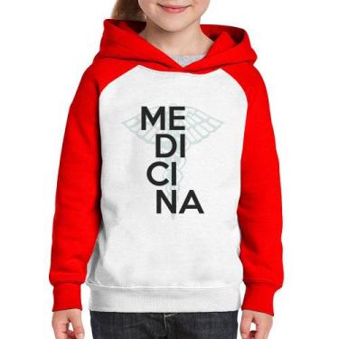 Imagem de Moletom Infantil Medicina Estudante - Foca na Moda, Branco, Vermelho, 