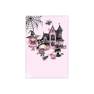 Imagem de Painel De Festa Vertical 1,50 x 2,20 - Halloween Cute Rosa e Preto 044