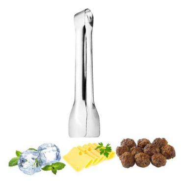 Imagem de Pegador Pinça Inox Para Gelo Frutas Grelhados Alimentos Pão Frios Sobr