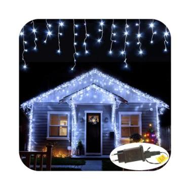 Imagem de Cascata 350 Led 10 Funções Prova D'água Branco Frio 31v Bivolt Fio Ver