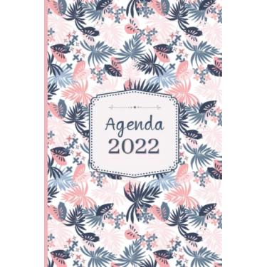 Imagem de Agenda 2022: Giornaliera. A5. 12 mesi con Orari e Festività Nazionali, Calendario e Planner Mensile; da Gennaio a Dicembre 2022 (Italiano) Copertina Palme Rosa e Blu