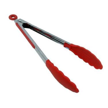 Imagem de Pegador Silicone Pinça Multiuso Cozinha Alimentos 26cm Vermelho Mundia