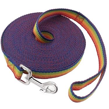 Imagem de SALO Coleira de treinamento de nylon para cães pequenos, médios e grandes, 2,5 cm de largura, 6 m, 9 m, 12,2 m, 15,2 m, guia longa para cães/filhotes de cachorro para treinamento de recordação de