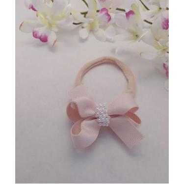 Imagem de Faixa de cabelo bebê cor rosa champagne - Entrellacos