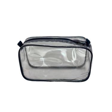 Imagem de Necessaire inteira transparente e AZUL MARINHO 23X15 - Gii Matos Makeu