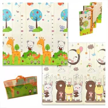 Imagem de Tapete Infantil Tatame de Atividades Educativo Emborrachado Dupla Face Macio Térmico Impermeável Dobravel Premium (Modelo Floresta/Animais)