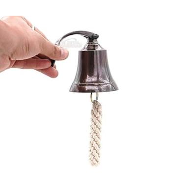 Imagem de The Metal Magician Sino de navio de latão de 7,6 cm náutico antigo antigo, sino de latão antigo antigo, sino de latão para serviço marítimo em acabamento antigo
