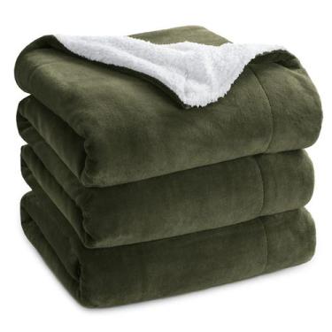 Imagem de Manta Sherpa Bedsure King Size - Verde Oliva