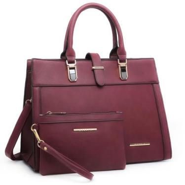 Imagem de Bolsa de ombro Dasein Flap-over Belt com pulseira cor de vinho