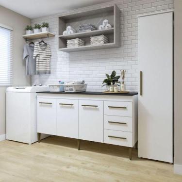 Imagem de Lavanderia Osasco 1 Armário Multiuso E Balcão Kaiki Móveis Branco
