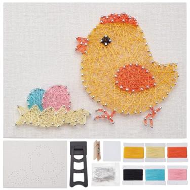Imagem de INFUNLY Kit de arte de corda DIY para pintinho de páscoa para adultos iniciantes kit de arte de corda de pintinho com instruções 3D animal DIY kit de artesanato para presentes de dia de Páscoa, fácil